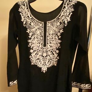 Indian Pakistani Desi Black & White Shirt Kameez